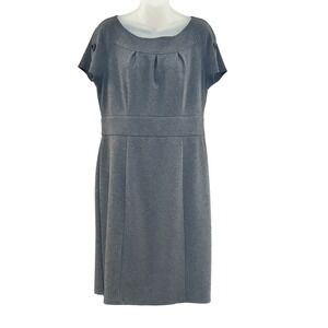 Spense Women's Gray Short Sleeve Sheath Dress Size 14 Button Detail Knee Length‎